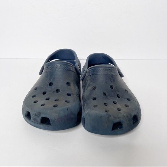 Crocs Navy Blue Slide On Clogs Rubber Boys Size 2 - Picture 2 of 3
